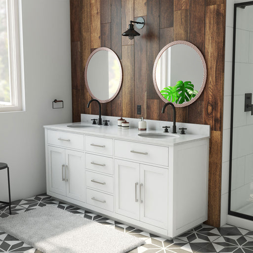 DreamLine VFDX722234RWMWH Dexterity 72" Oak Vanity with Oval Undermount Sinks - White