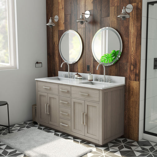 DreamLine VFDX602234SWMGK Dexterity 60" Oak Vanity with Rectangular Undermount Sinks - Gray Oak