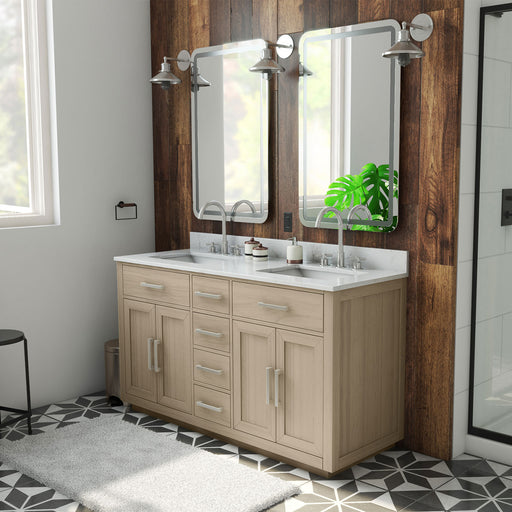 DreamLine VFDX602234SWMLK Dexterity 60" Oak Vanity with Rectangular Undermount Sinks - Light Oak