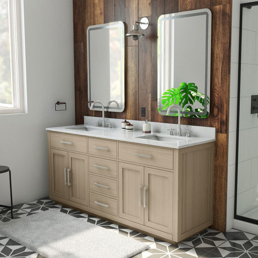 DreamLine VFDX722234SWMLK Dexterity 72" Oak Vanity with Rectangular Undermount Sinks - Light Oak