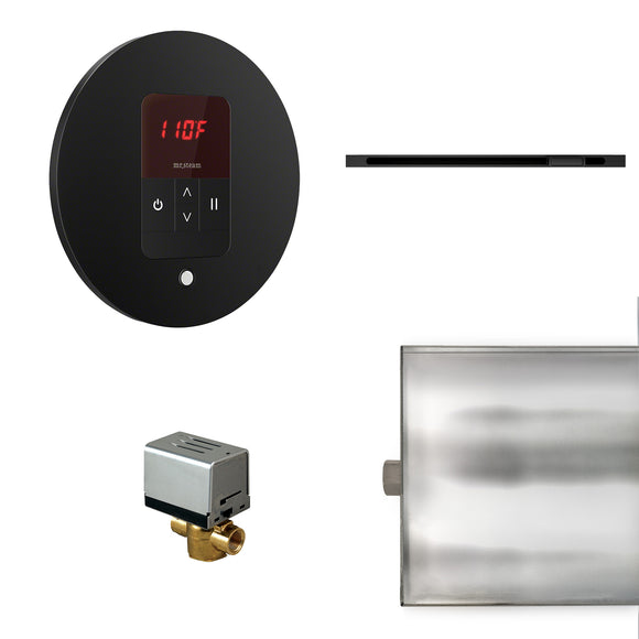 Basic Butler Linear Steam Shower Control Package with iTempo Control and Linear SteamHead in Round Matte Black