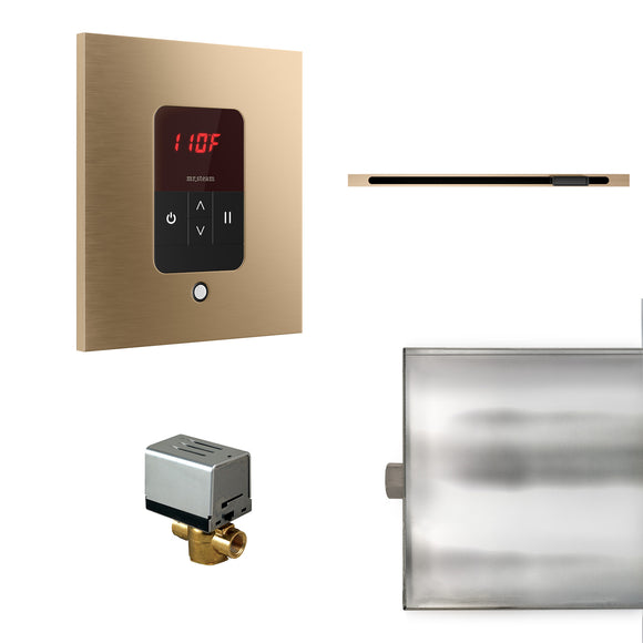 Basic Butler Linear Steam Shower Control Package with iTempo Control and Linear SteamHead in Square Brushed Bronze