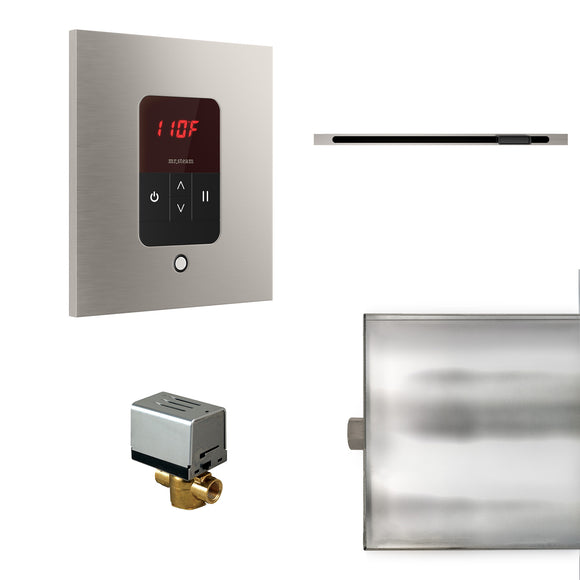 Basic Butler Linear Steam Shower Control Package with iTempo Control and Linear SteamHead in Square Brushed Nickel