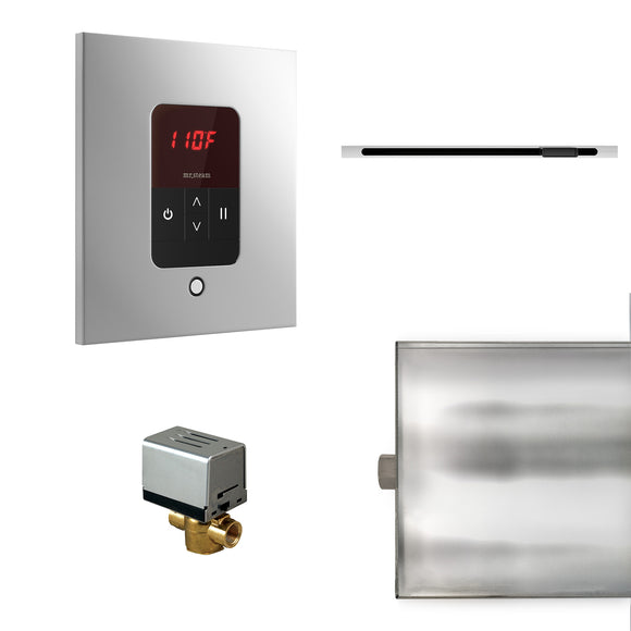 Basic Butler Linear Steam Shower Control Package with iTempo Control and Linear SteamHead in Square Polished Chrome