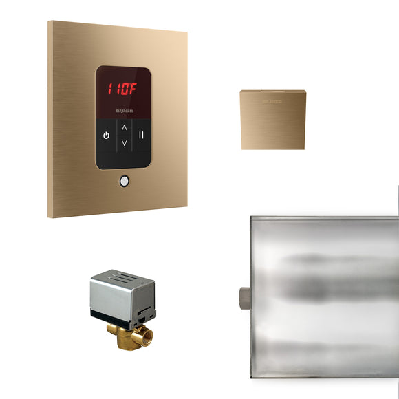 Basic Butler Steam Shower Control Package with iTempo Control and Aroma Designer SteamHead in Square Brushed Bronze