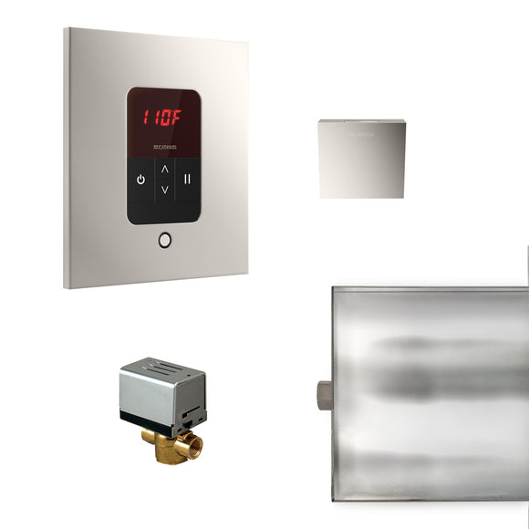 Basic Butler Steam Shower Control Package with iTempo Control and Aroma Designer SteamHead in Square Polished Nickel