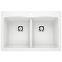Blanco 440221 Diamond SILGRANIT 33" 50/50 Double Bowl Dual Mount Kitchen Sink - White
