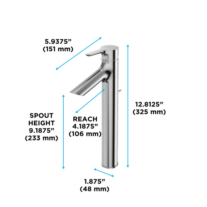 TOTO TLS01307U#CP LB Series Single Handle Bathroom Faucet for Sink with Drain Assembly, Polished Chrome