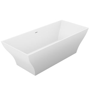 Kayenge 5.9 ft. Solid Surface Center Drain Freestanding Bathtub in Matte White