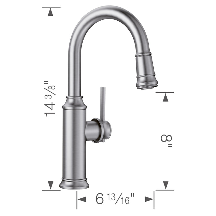 Blanco 442513 Empressa Pull-Down Bar Faucet - PVD Steel