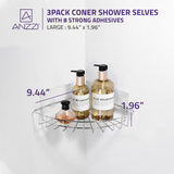 ANZZI AC-AZSC64CH 3-Piece Corner Shower Caddy Shelf Set with 8 Adhesive in Chrome