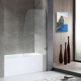 ANZZI SD1001BN-3260R 5 ft. Bathtub in White with 34" by 58" Frameless Hinged Tub Door in Brushed Nickel