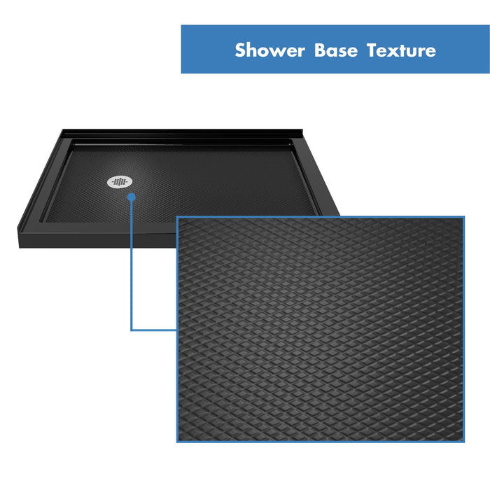 DreamLine DLT-1036541-88 SlimLine 36"D x 54"W x 2 3/4"H Left Drain Double Threshold Shower Base in Black