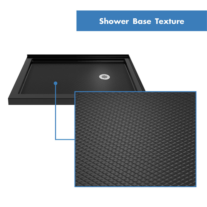 DreamLine DLT-1036542-88 SlimLine 36"D x 54"W x 2 3/4"H Right Drain Double Threshold Shower Base in Black