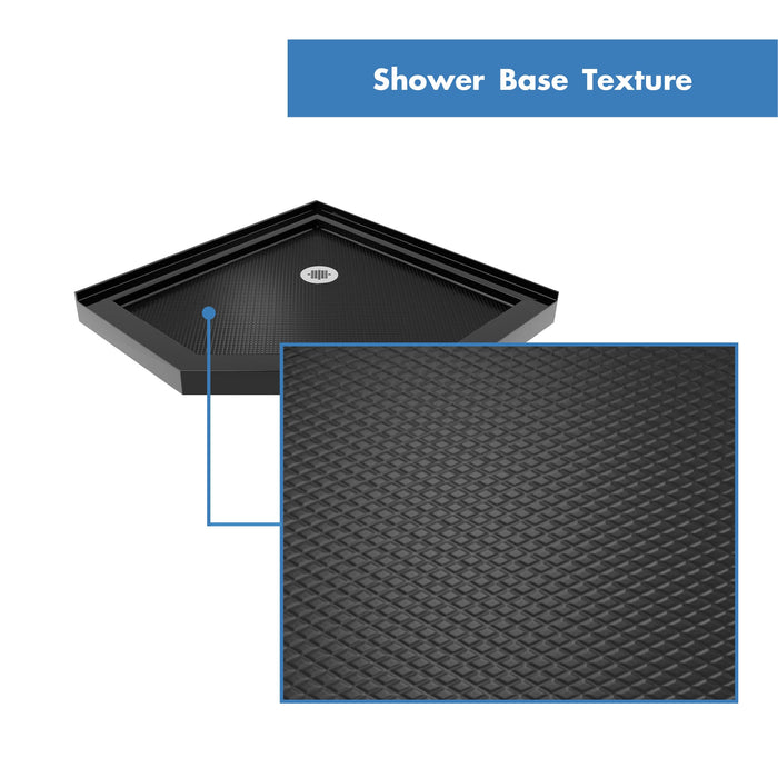 DreamLine DLT-2042420-88 SlimLine 42"D x 42"W x 2 3/4"H Corner Drain Neo-Angle Shower Base in Black