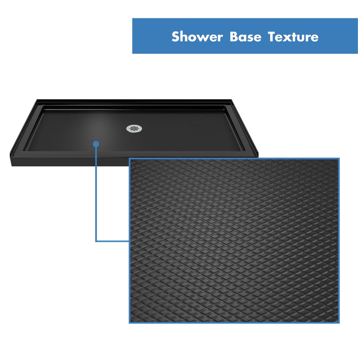 DreamLine DL6970CLC-88-09 Infinity-Z 30" D x 60" W x 74 3/4" H Clear Sliding Shower Door in Satin Black, Center Drain Black Base