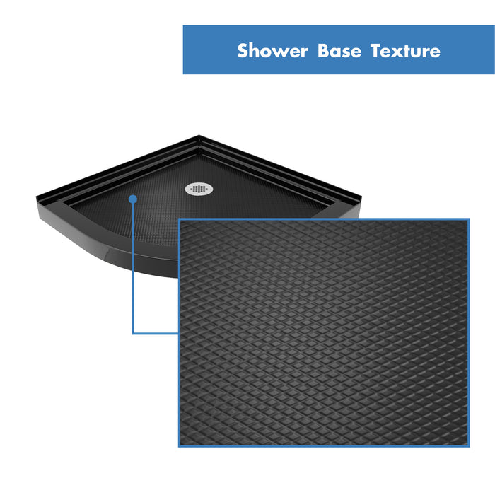DreamLine DL-6702-89-01 Prime 36" x 74 3/4" Semi-Frameless Clear Glass Sliding Shower Enclosure in Chrome with Black Base Kit