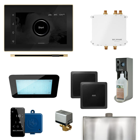 Bliss Linear Programmable Steam Generator Control Kit with iSteamX Control and Linear Steamhead in Black Polished Brass