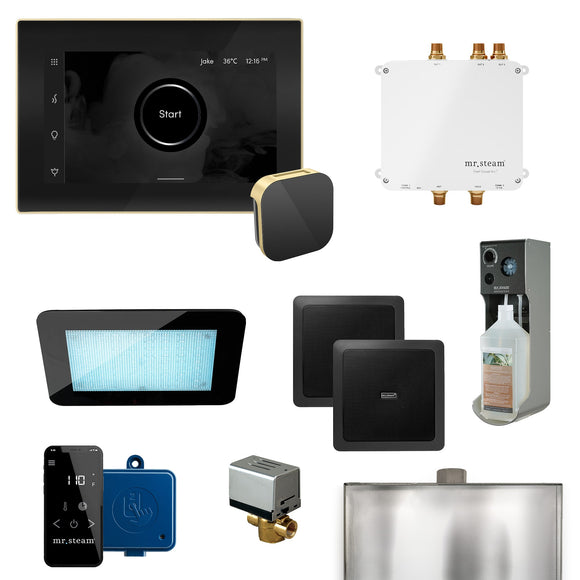 Bliss Programmable Steam Generator Control Kit with iSteamX Control and Aroma Glass Steamhead in Black Satin Brass