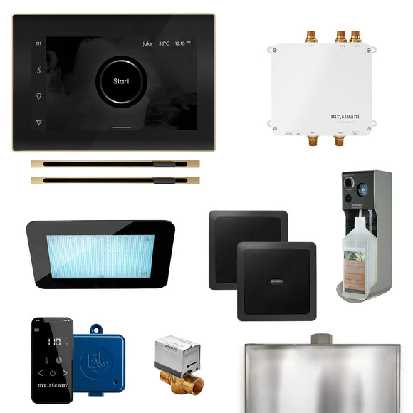 Bliss Max Linear Programmable Steam Generator Control Kit with iSteamX Control and Linear Steamhead in Black Satin Brass