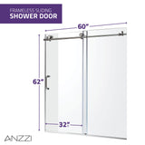 ANZZI SD1701BN-3260L 5 ft. Bathtub in White with 60" x 62" Frameless Sliding Tub Door in Brushed Nickel