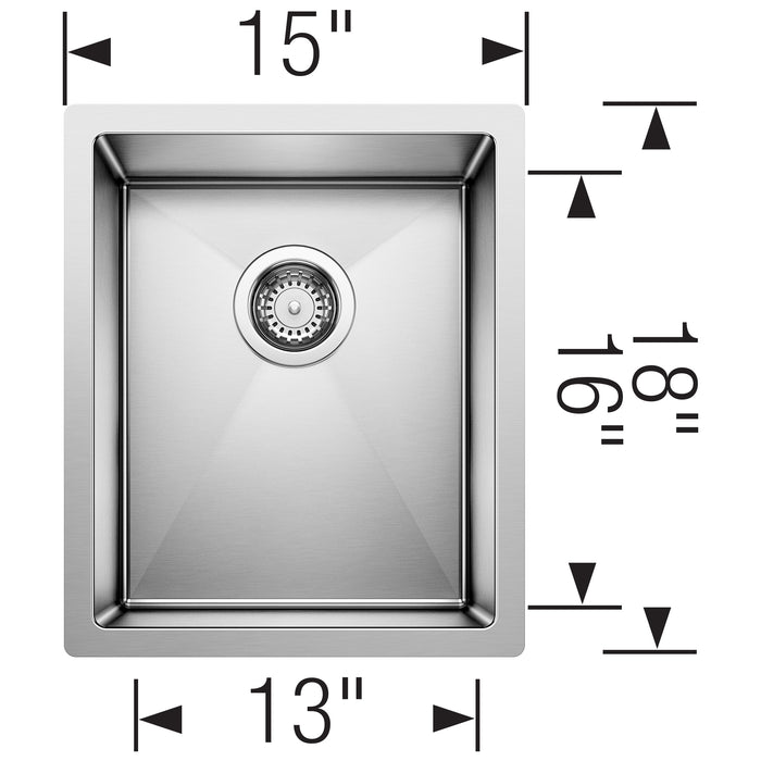 Blanco 516225 Precision R10 15" Undermount Stainless Steel Bar Sink
