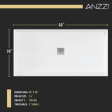 ANZZI SB-AZ101C ALEXANDER 60" x 30" Center Drain Shower Base in White