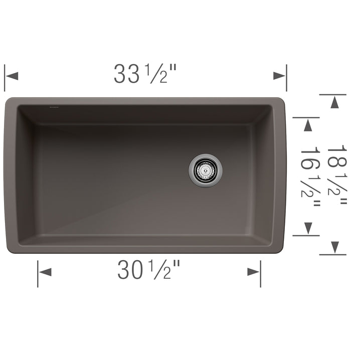 Blanco 443108 Diamond SILGRANIT 33" Super Single Undermount Kitchen Sink - Volcano Gray