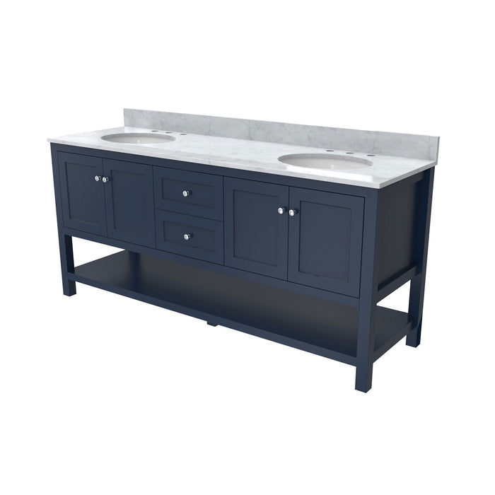 DreamLine VFCM722234RWMNB Continuum 72" Modern Console Vanity with Two Oval Undermount Sinks - Navy