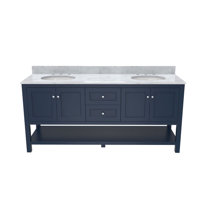 DreamLine VFCM722234RWMNB Continuum 72" Modern Console Vanity with Two Oval Undermount Sinks - Navy