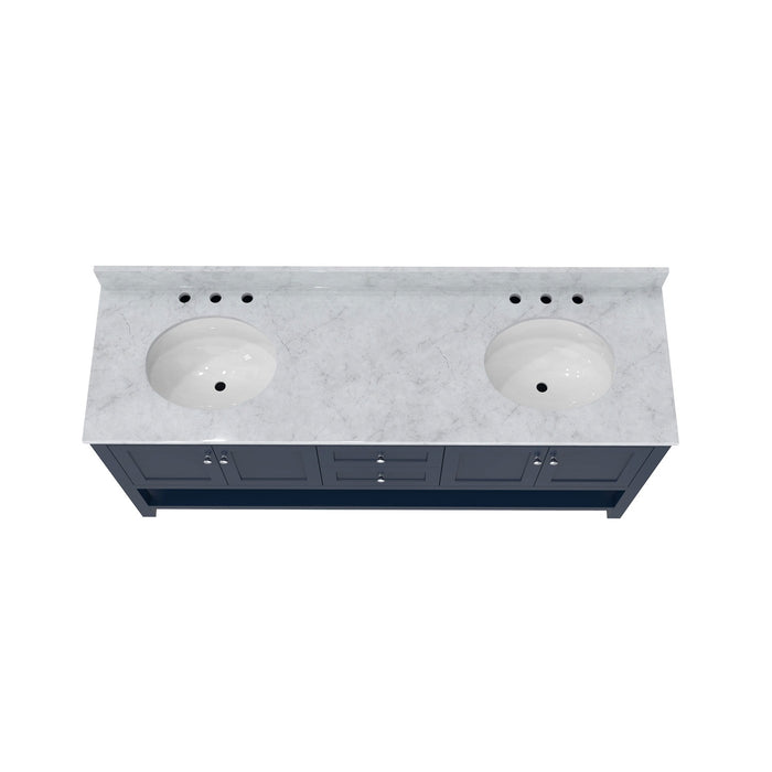 DreamLine VFCM722234RWMNB Continuum 72" Modern Console Vanity with Two Oval Undermount Sinks - Navy