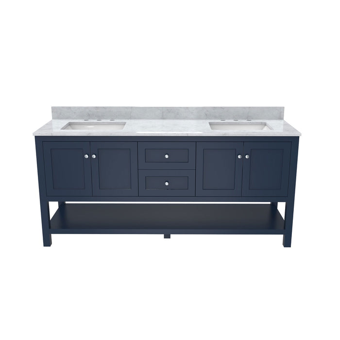 DreamLine VFCM722234SWMNB Continuum 72" Modern Console Vanity with Two Rectangular Undermount Sinks - Navy