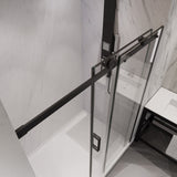 ANZZI SD-FRLS05702MB Rhodes Series 60" x 76" Frameless Sliding Shower Door with Handle in Matte Black