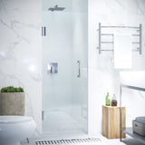 Fellow Series 24 in. by 72 in. Frameless Hinged Shower Door in Chrome with Handle