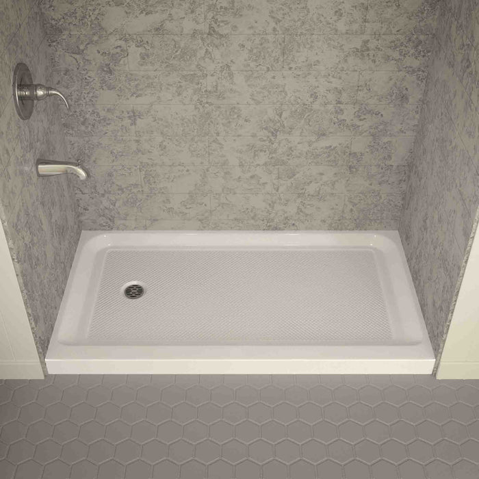 ANZZI SB-AZ03LD Tier 32 x 60" Left Drain Single Threshold Shower Base in White