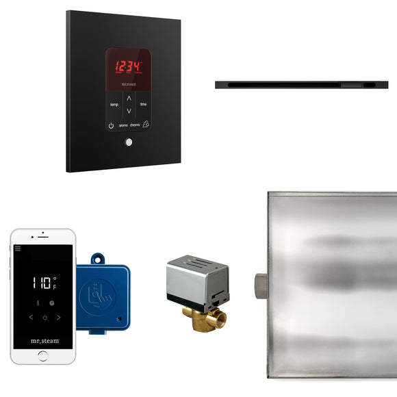 Butler Linear Steam Shower Control Package with iTempoPlus Control and Linear SteamHead in Square Matte Black