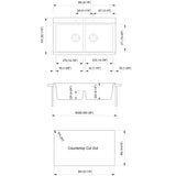 ALFI Brand AB3418DBUM-T Titanium 33" Granite Composite Workstation Double Bowl Undermount Sink