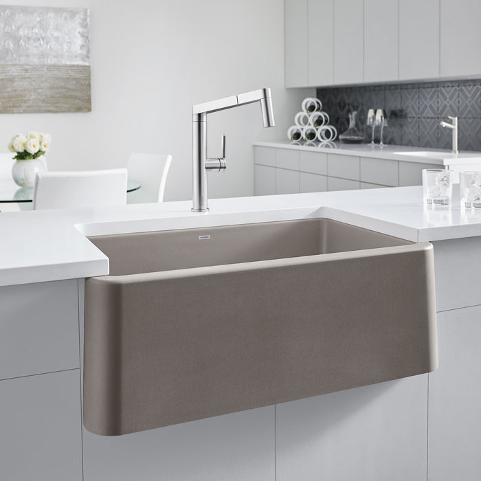 Blanco 401988 Ikon SILGRANIT 33" Single Bowl Apron-Front Farmhouse Sink - Truffle