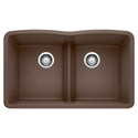 Blanco 442078 Diamond SILGRANIT 32" 50/50 Double Bowl Undermount Kitchen Sink with Low Divide - Cafe