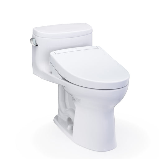 TOTO Washlet+ Supreme II One-Piece Elongated 1.28 GPF Toilet and Washlet+ S5 Bidet Seat, Cotton White - MW6343446CEFG#01