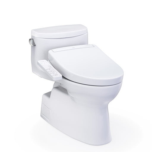 TOTO Washlet+ Carolina II One-Piece Elongated 1.28 GPF Toilet and Washlet+ S2 Bidet Seat, Cotton White - MW6443346CEFG#01