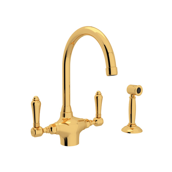 House of Rohl A1676LMWSIB-2 San Julio Single Hole C-Spout Kitchen Faucet with Sidespray