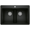Blanco 442912 Diamond SILGRANIT 33" 50/50 Double Bowl Dual Mount Kitchen Sink - Coal Black