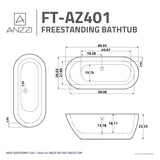 ANZZI FT-AZ401 Ami 67" Acrylic Flatbottom Freestanding Bathtub in White