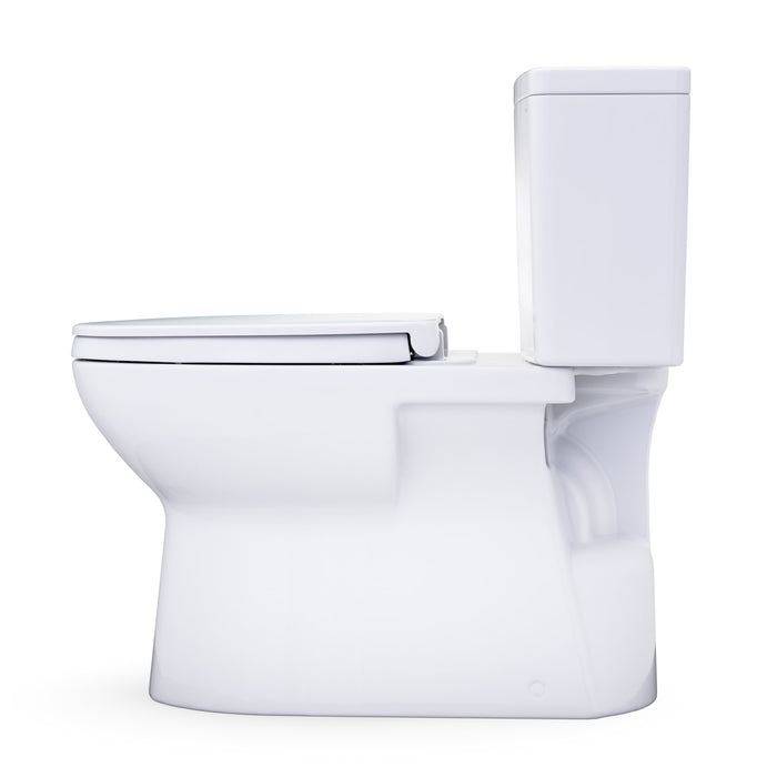 TOTO MS472124CEFG#01 Glaston Two-Piece Elongated 1.28 GPF Universal Height Toilet with Seat, Cotton White