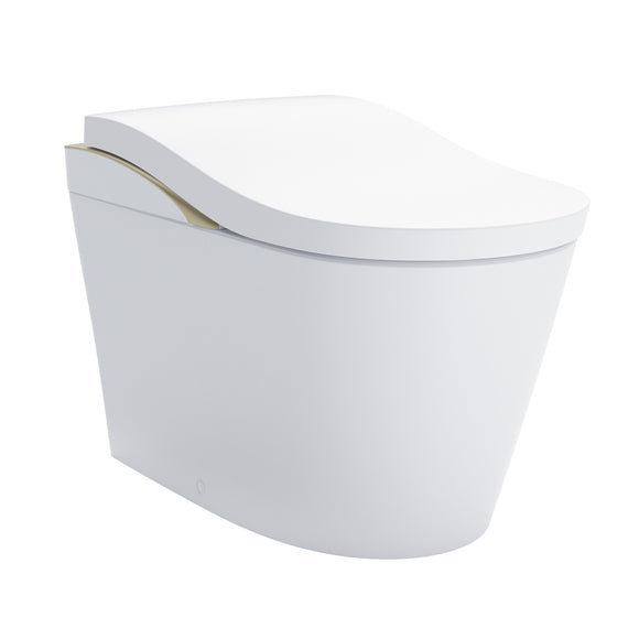 TOTO NEOREST LS Dual Flush 1.0 or 0.8 GF Integrated Bidet Toilet, Cotton White with Nickel Trim - MS8732CUMFG#01N
