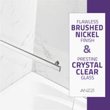 ANZZI SD05301BN-3260L 5 ft. Bathtub in White with 34" x 58" Frameless Tub Door in Brushed Nickel