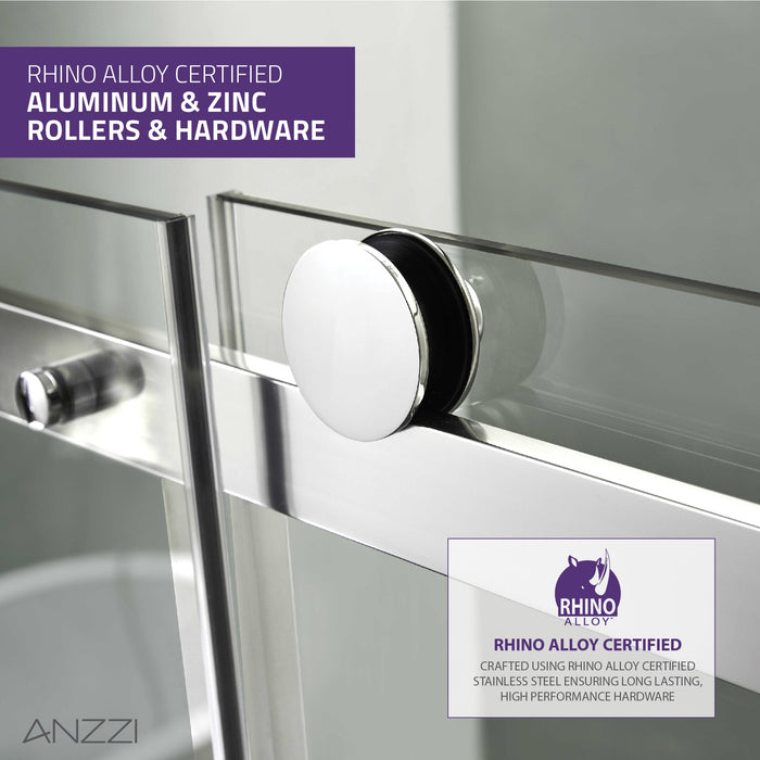 ANZZI SD-FRLS05702CH Rhodes Series 60" x 76" Frameless Sliding Shower Door with Handle in Chrome