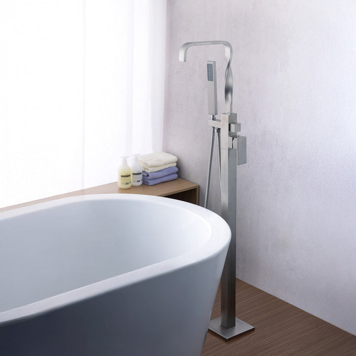 ANZZI FS-AZ0050BN Yosemite 2-Handle Claw Foot Tub Faucet with Hand Shower in Brushed Nickel