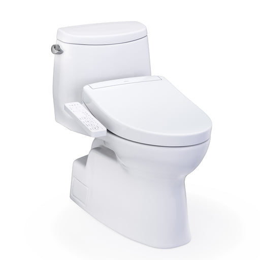 TOTO Washlet+ Carlyle II One-Piece Elongated 1.28 GPF Toilet and Washlet+ S2 Bidet Seat, Cotton White - MW6143346CEFG#01
